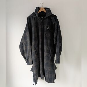 Swanndri Mosgiel Mens Wool Zip Front Bush Shirt/Coat Grey Blue